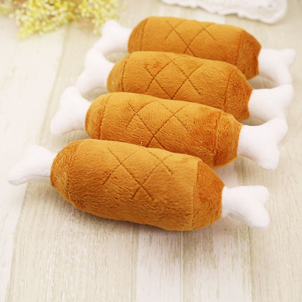 Squeaky Plush Chicken Leg
