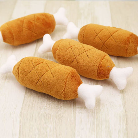 Squeaky Plush Chicken Leg